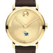 University of Kansas Men's Movado BOLD Gold with Chocolate Leather Strap