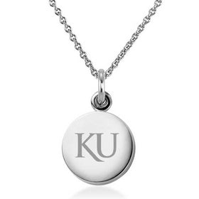 University of Kansas Necklace with Charm in Sterling Silver Shot #1