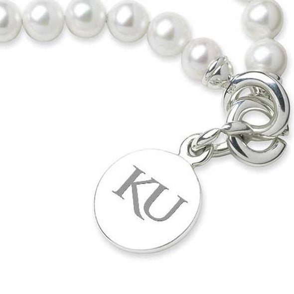 University of Kansas Pearl Bracelet with Sterling Silver Charm Shot #2