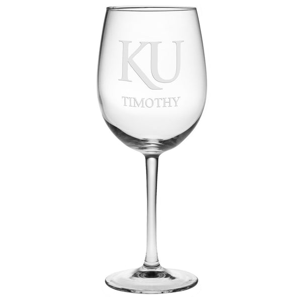 University of Kansas Red Wine Glasses - Set of 2 - Made in the USA Shot #2