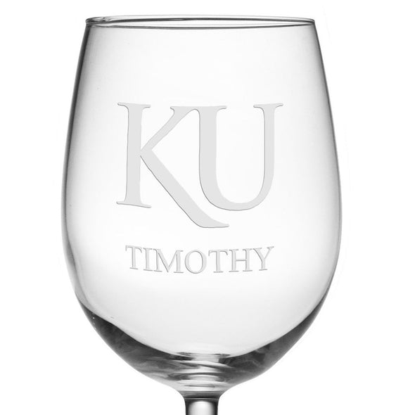 University of Kansas Red Wine Glasses - Set of 2 - Made in the USA Shot #3