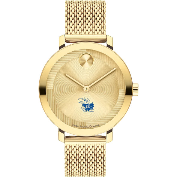 University of Kansas Women's Movado Bold Gold with Mesh Bracelet Shot #2