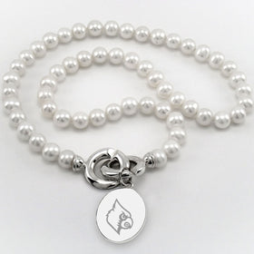 University of Louisville Pearl Necklace with Sterling Silver Charm Shot #1