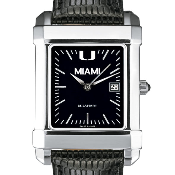 University of Miami Men's Black Quad with Leather Shot #1