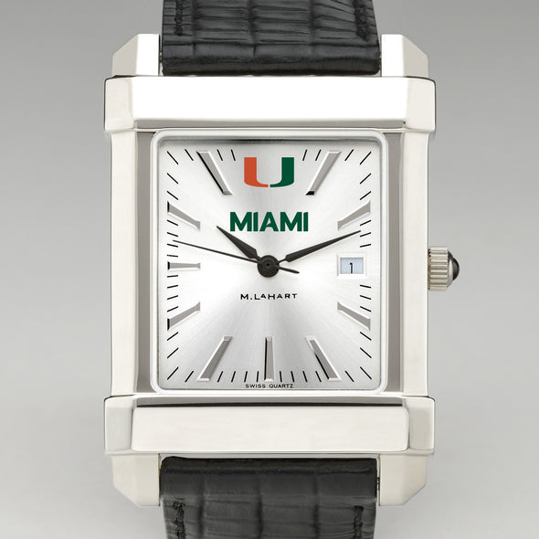 University of Miami Men's Collegiate Watch with Leather Strap Shot #1