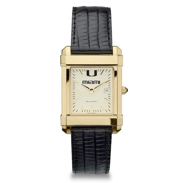 University of Miami Men&#39;s Gold Quad with Leather Strap Shot #2