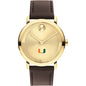 University of Miami Men's Movado BOLD Gold with Chocolate Leather Strap Shot #2