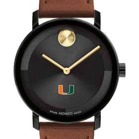 University of Miami Men&#39;s Movado BOLD with Cognac Leather Strap Shot #1
