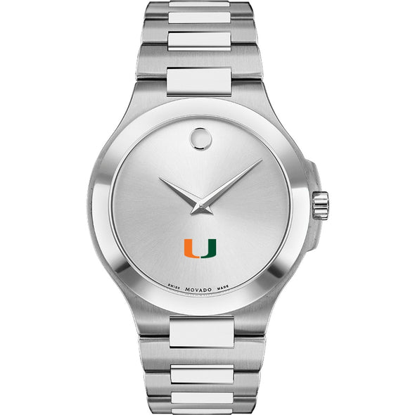 University of Miami Men&#39;s Movado Collection Stainless Steel Watch with Silver Dial Shot #2