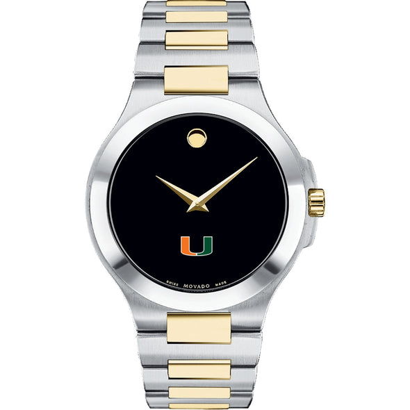 University of Miami Men&#39;s Movado Collection Two-Tone Watch with Black Dial Shot #2