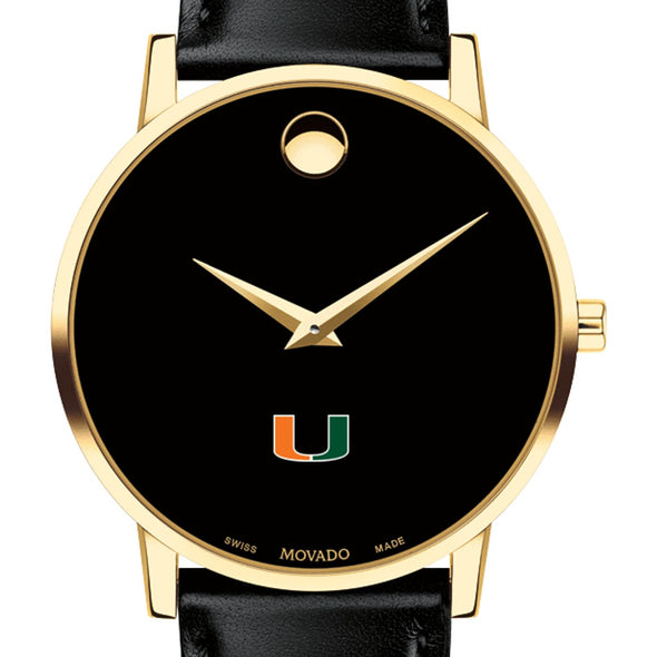 University of Miami Men&#39;s Movado Gold Museum Classic Leather Shot #1