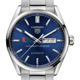 University of Miami Men&#39;s TAG Heuer Carrera with Blue Dial &amp; Day-Date Window Shot #1