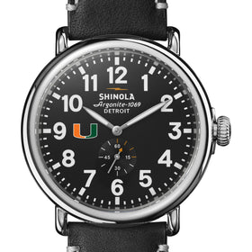 University of Miami Shinola Watch, The Runwell 47mm Black Dial Shot #1