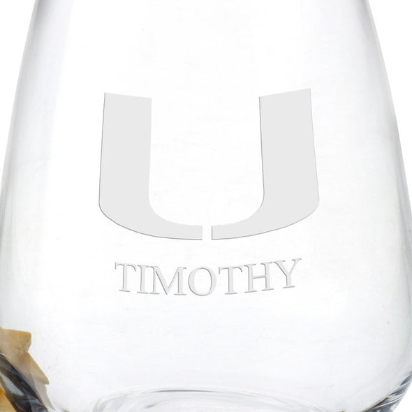 University of Miami Stemless Wine Glasses - Set of 4 Shot #3