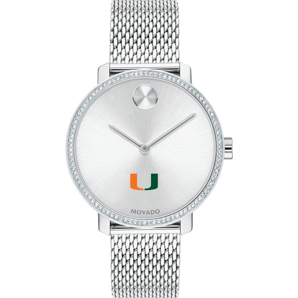 University of Miami Women's Movado Bold with Crystal Bezel & Mesh Bracelet Shot #2