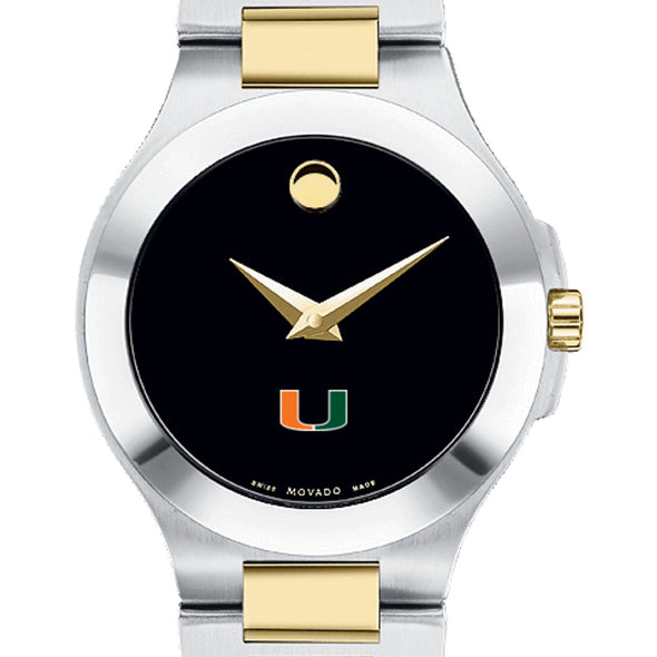 University of Miami Women&#39;s Movado Collection Two-Tone Watch with Black Dial Shot #1