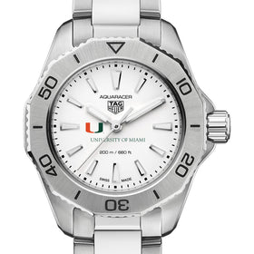 University of Miami Women&#39;s TAG Heuer Steel Aquaracer with Silver Dial Shot #1