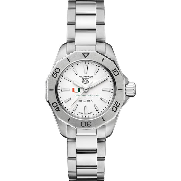 University of Miami Women&#39;s TAG Heuer Steel Aquaracer with Silver Dial Shot #2