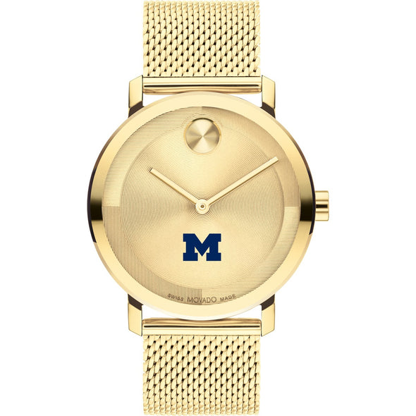 University of Michigan Men&#39;s Movado BOLD Gold with Mesh Bracelet Shot #2