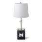 University of Michigan Polished Nickel Lamp with Marble Base & Linen Shade Shot #1