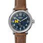 University of Michigan Shinola Watch, The Runwell Automatic 45 mm Blue Dial and British Tan Strap at M.LaHart & Co. Shot #2