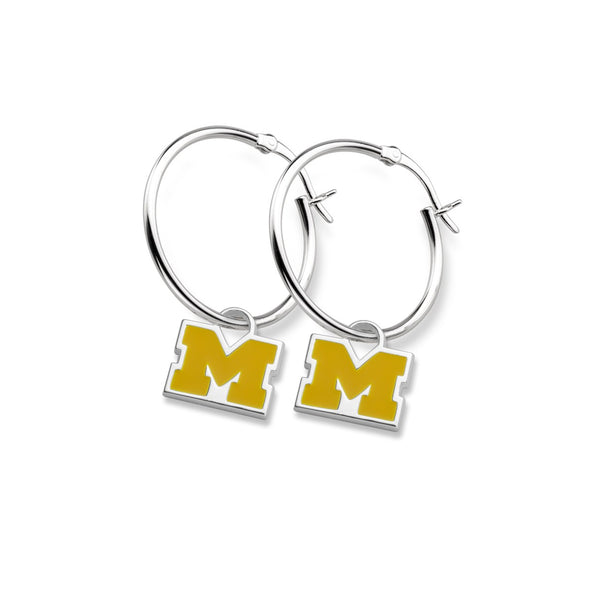 University of Michigan Sterling Silver Earrings Shot #1