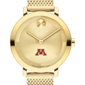 University of Minnesota Women&#39;s Movado Bold Gold with Mesh Bracelet Shot #1