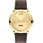 University of Mississippi Men's Movado BOLD Gold with Chocolate Leather Strap Shot #2