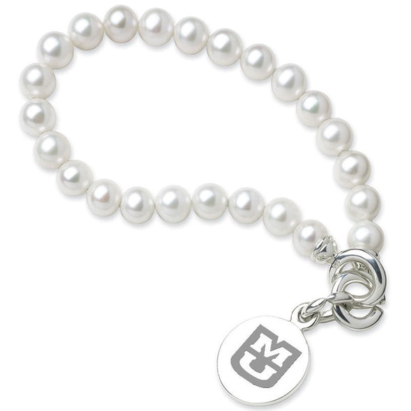 University of Missouri Pearl Bracelet with Sterling Silver Charm Shot #1