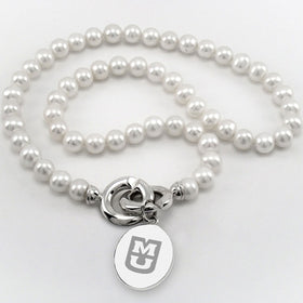 University of Missouri Pearl Necklace with Sterling Silver Charm Shot #1