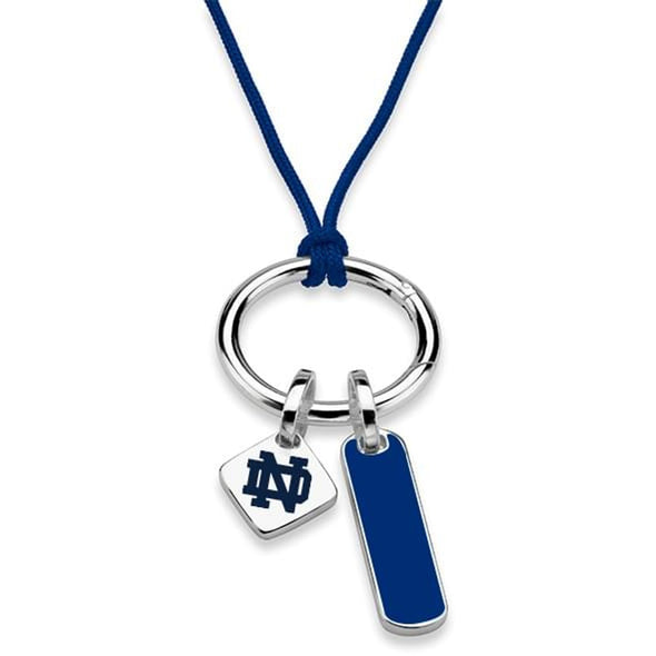 University of Notre Dame Silk Necklace with Enamel Charm &amp; Sterling Silver Tag Shot #2