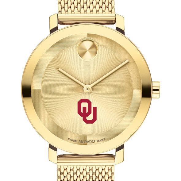 University of Oklahoma Women&#39;s Movado Bold Gold with Mesh Bracelet Shot #1