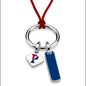 University of Pennsylvania Silk Necklace with Enamel Charm & Sterling Silver Tag Shot #1