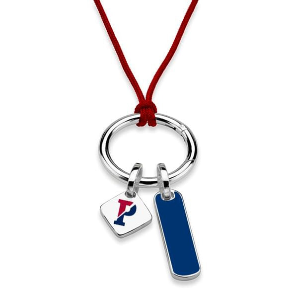 University of Pennsylvania Silk Necklace with Enamel Charm &amp; Sterling Silver Tag Shot #2