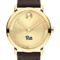 University of Pittsburgh Men's Movado BOLD Gold with Chocolate Leather Strap Shot #1