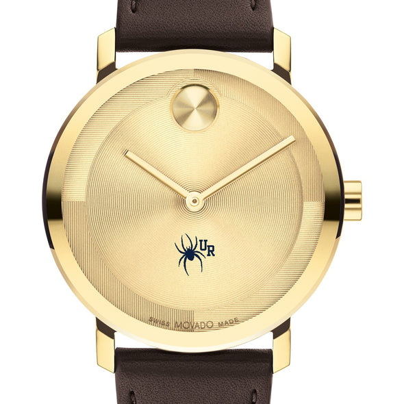 University of Richmond Men&#39;s Movado BOLD Gold with Chocolate Leather Strap Shot #1