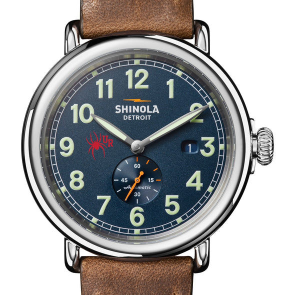 University of Richmond Shinola Watch, The Runwell Automatic 45 mm Blue Dial and British Tan Strap at M.LaHart & Co. Shot #1