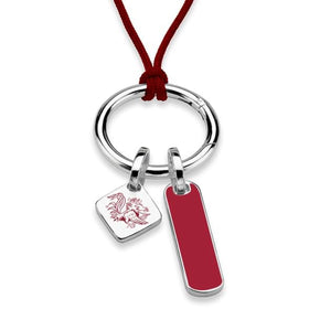 University of South Carolina Silk Necklace with Enamel Charm &amp; Sterling Silver Tag Shot #1