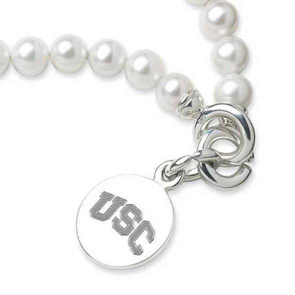 University of Southern California Pearl Bracelet with Sterling Silver Charm Shot #2