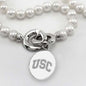 University of Southern California Pearl Necklace with Sterling Silver Charm Shot #2