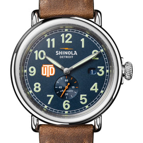University of Texas at Dallas Shinola Watch, The Runwell Automatic 45 mm Blue Dial and British Tan Strap at M.LaHart & Co. Shot #1