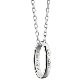 University of Virginia Monica Rich Kosann &quot;Carpe Diem&quot; Poesy Ring Necklace in Silver Shot #1
