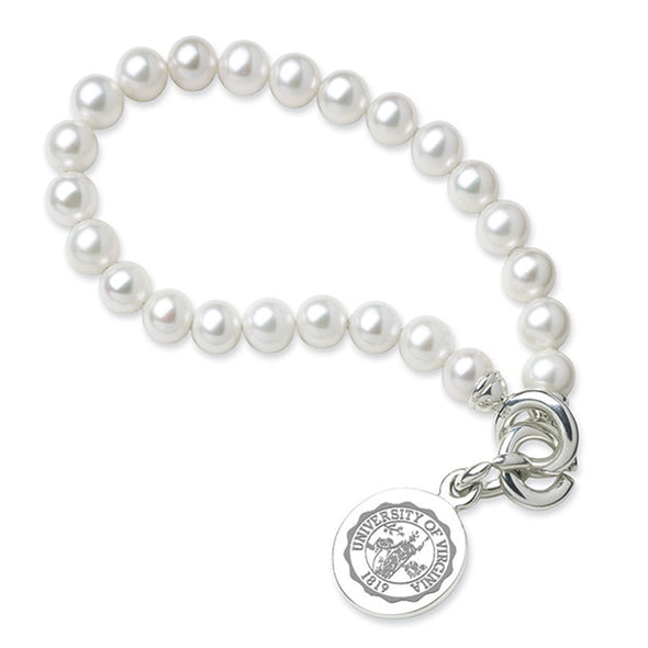 University of Virginia Pearl Bracelet with Sterling Charm Shot #1