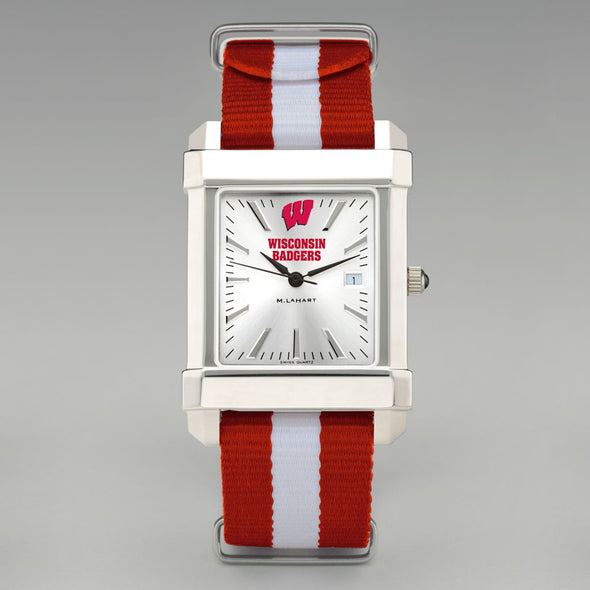 Wisconsin Watch Band University of Wisconsin Collegiate Watch with RAF Nylon Strap for Men ...