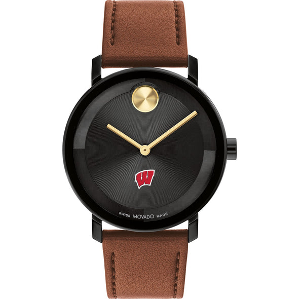 University of Wisconsin Men&#39;s Movado BOLD with Cognac Leather Strap Shot #2