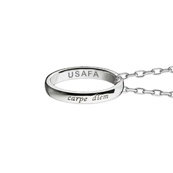 US Air Force Academy Monica Rich Kosann "Carpe Diem" Poesy Ring Necklace in Silver Shot #3