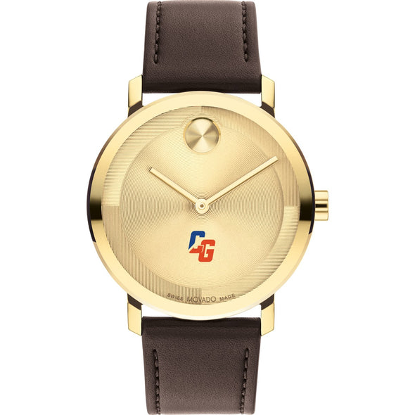 US Coast Guard Academy Men&#39;s Movado BOLD Gold with Chocolate Leather Strap Shot #2