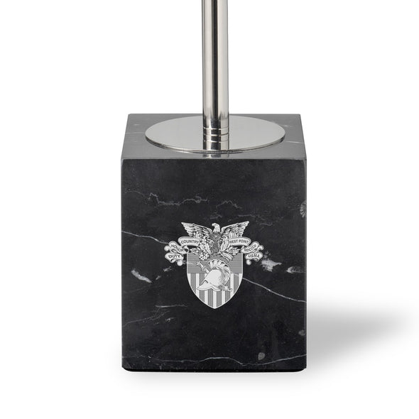 US Military Academy Polished Nickel Lamp with Marble Base & Linen Shade Shot #2