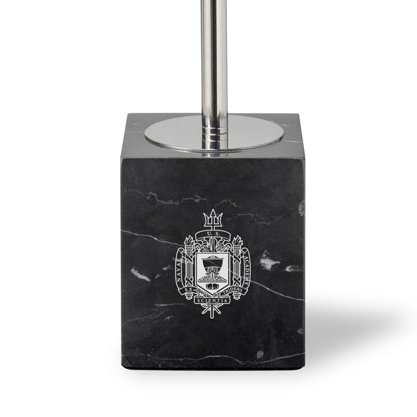 US Naval Academy Polished Nickel Lamp with Marble Base & Linen Shade Shot #2