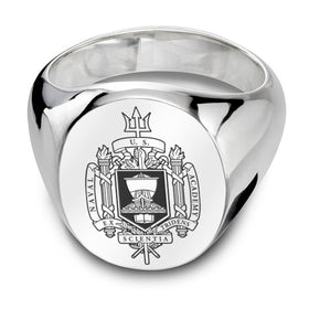 US Naval Academy Sterling Silver Oval Signet Ring Shot #1